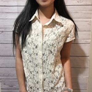 💎 CATO LACE BUTTON DOWN BLOUSE